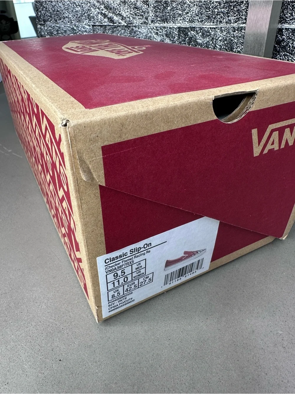Vans Classic Slip-on Checker Flame Racing Red M9.5/W11